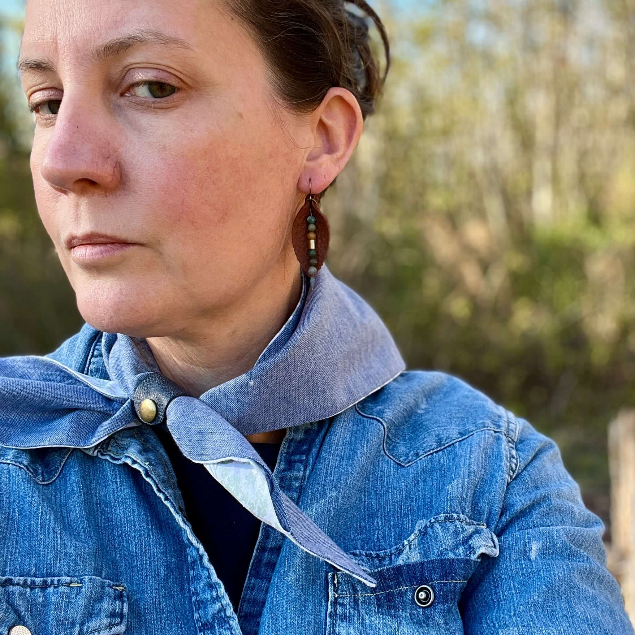 Neckerchief Scarf in Denim Chambray and Floral