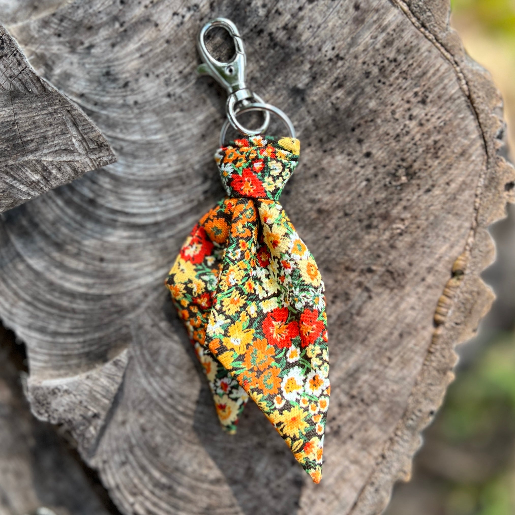 Purse Scarf Mini Key Chain - Autumn Floral