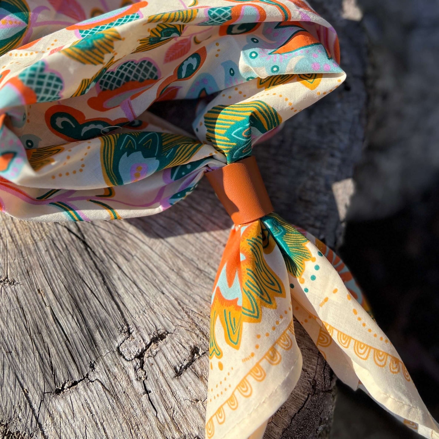 orange leather bandana slide