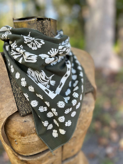 Olive Floral Bandana