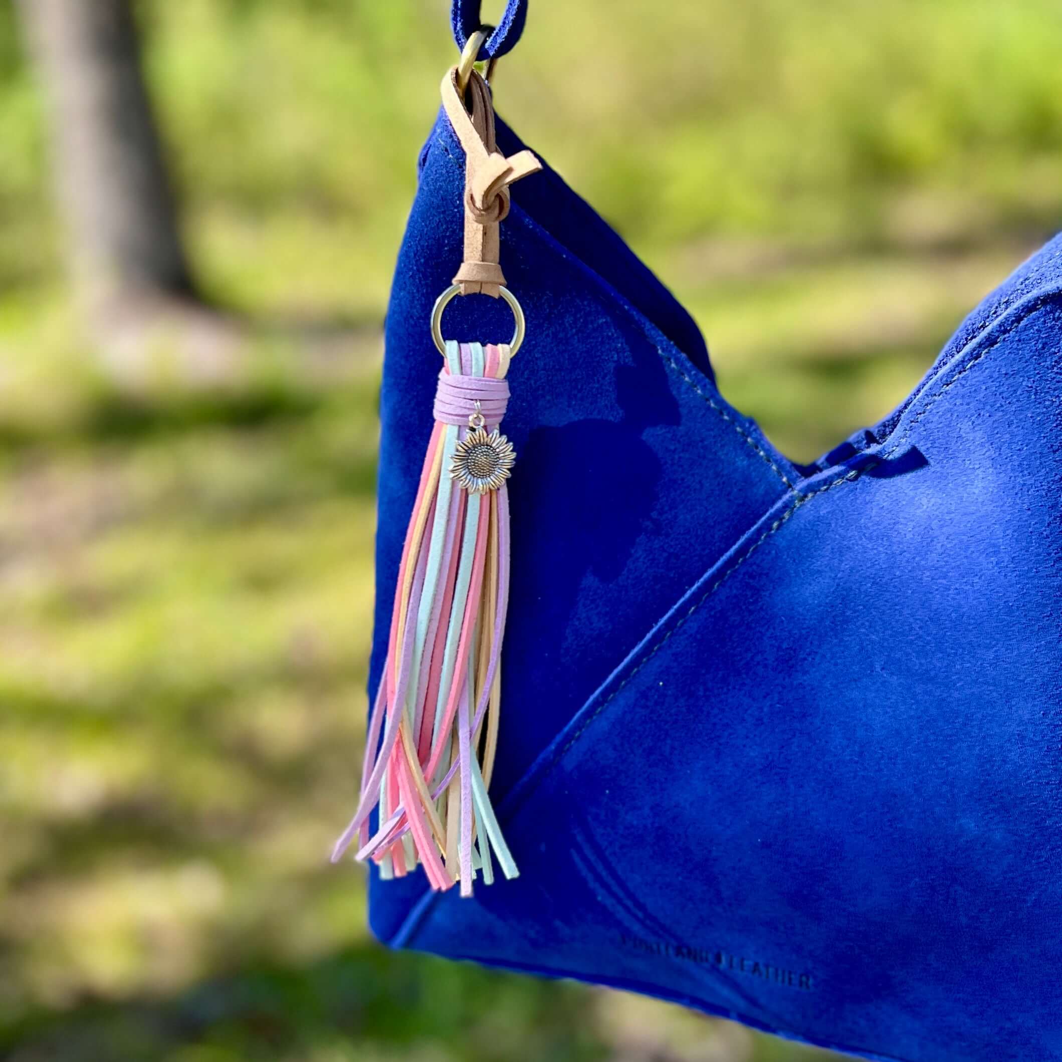 Tassel Purse Charm in Spring Pastels with Sunflower Charm