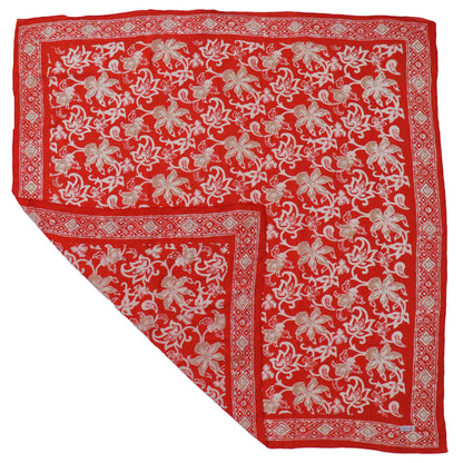 Large 39" Hand Dyed Batik Bandana, 100% Soft Cotton, Fiery Flora