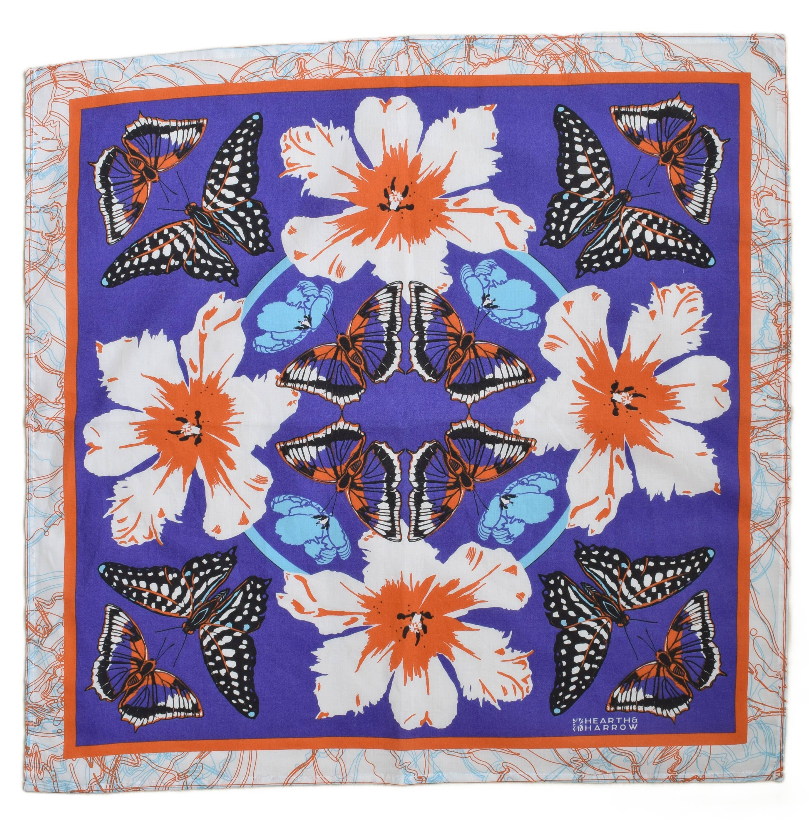 Butterfly Bandana - 100% Cotton - Pollinator Print - Floral