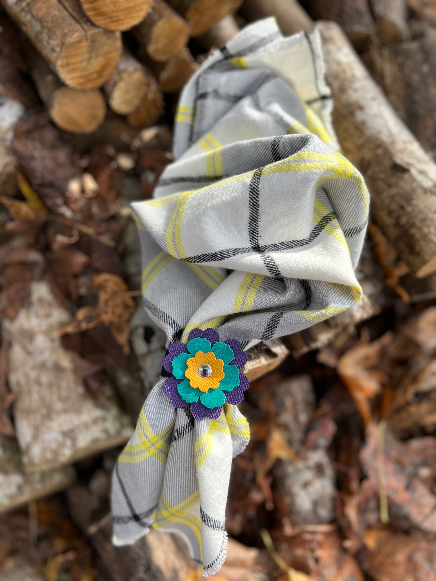 Scarf Cuff - Leather Flowers For Shawls, Scarves or Handbags