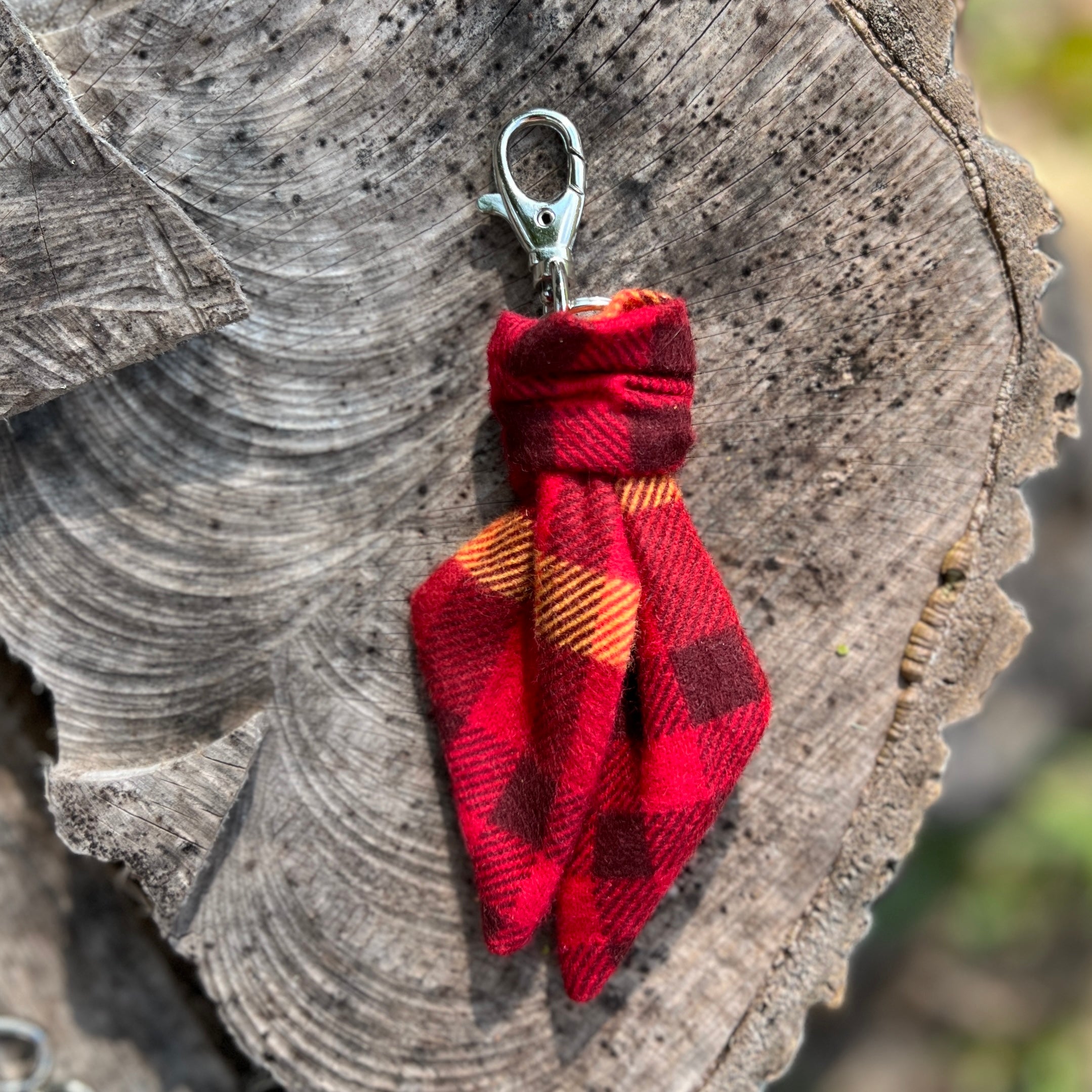 Purse Scarf Mini Key Chain - Red Flannel Plaid