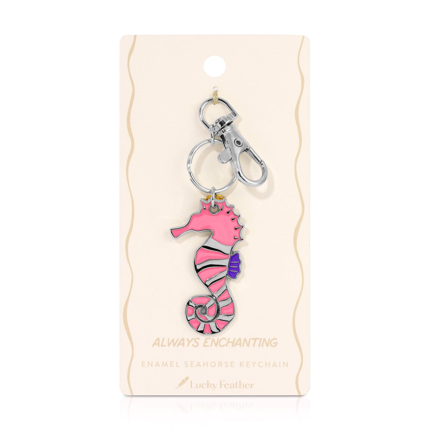 Ocean Life Keychain - Silver - Seahorse