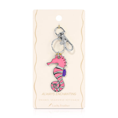 Ocean Life Keychain - Silver - Seahorse