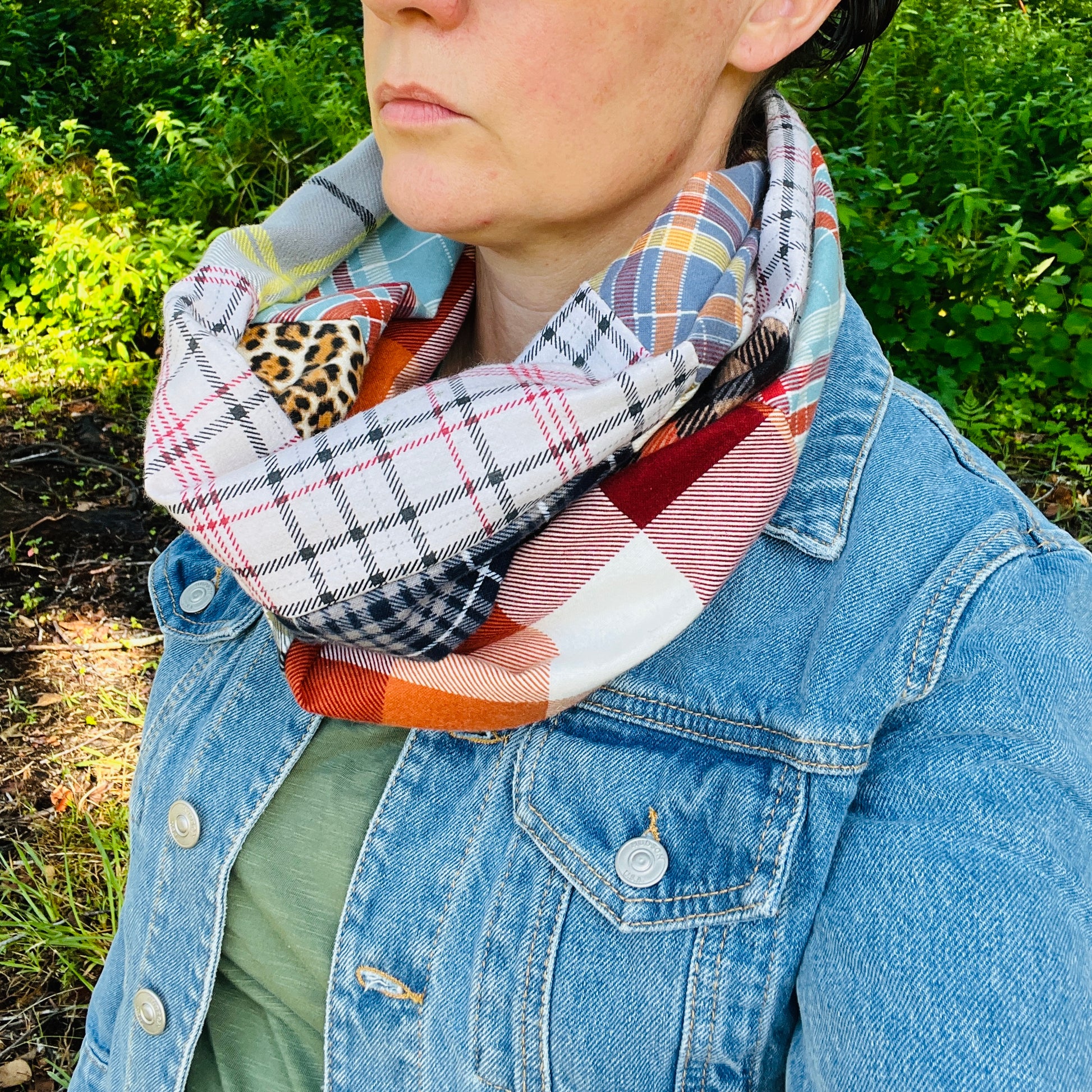 patchwork flannel infinity scarf
