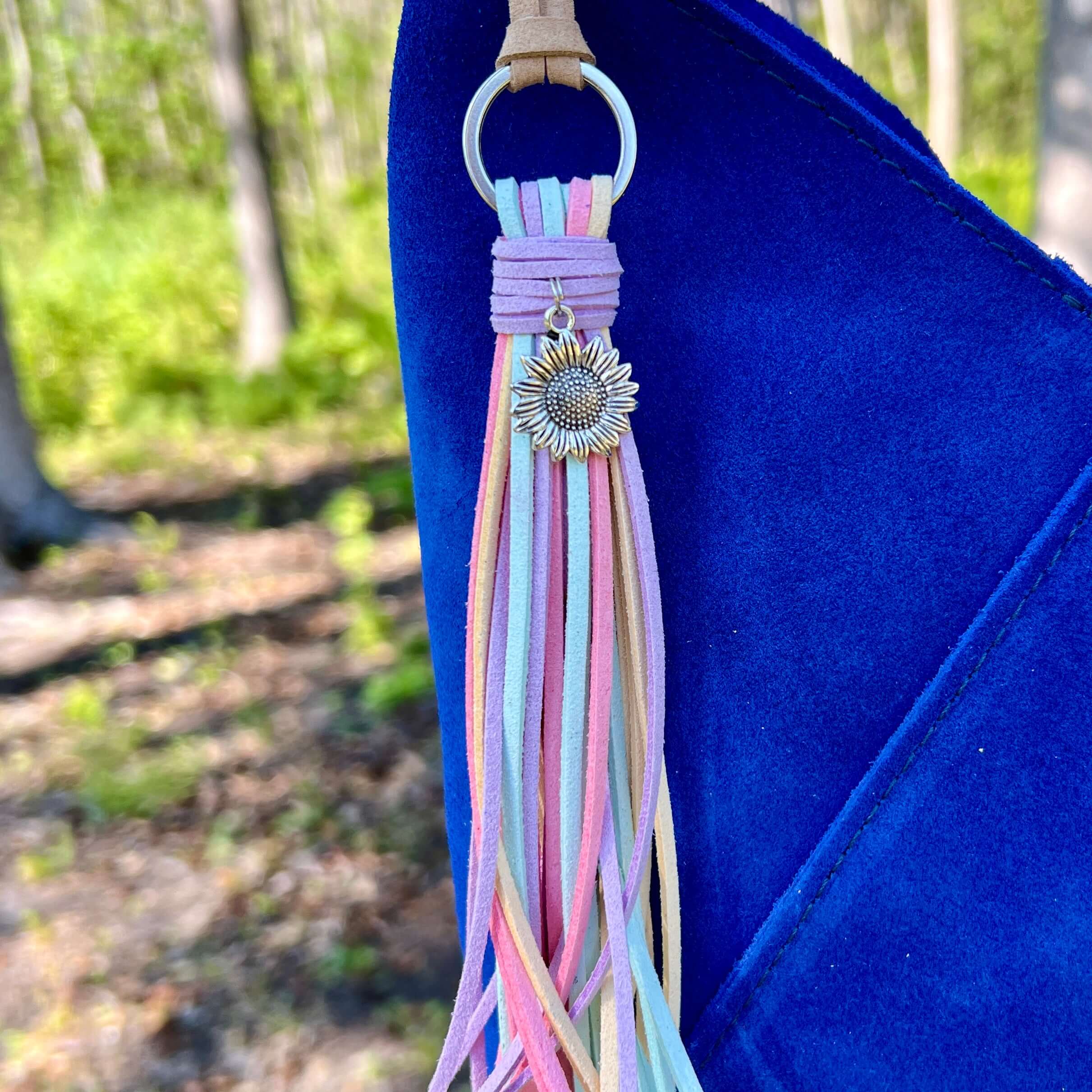 Tassel Purse Charm in Spring Pastels with Sunflower Charm