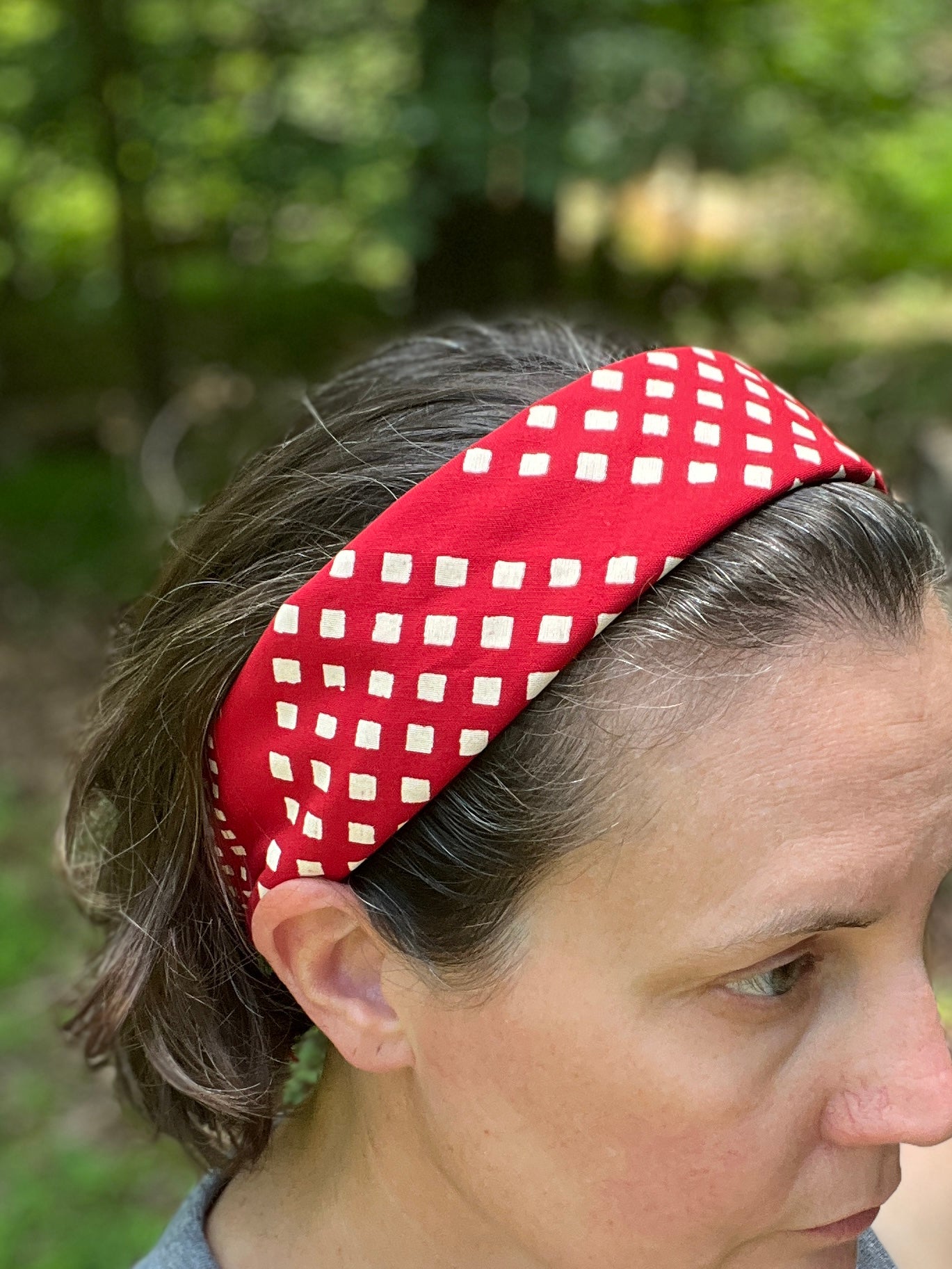 Red Check Windowpane Bandana