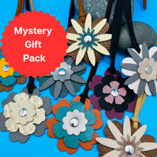 Mystery Gift Pack - Small Leather Flower Purse Charm - 5, 10, 15 pack