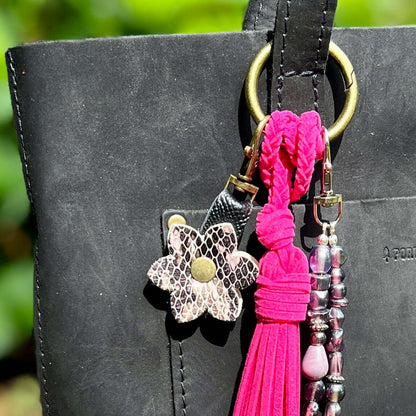 Mini Leather Flower Bag Charm - Series 2