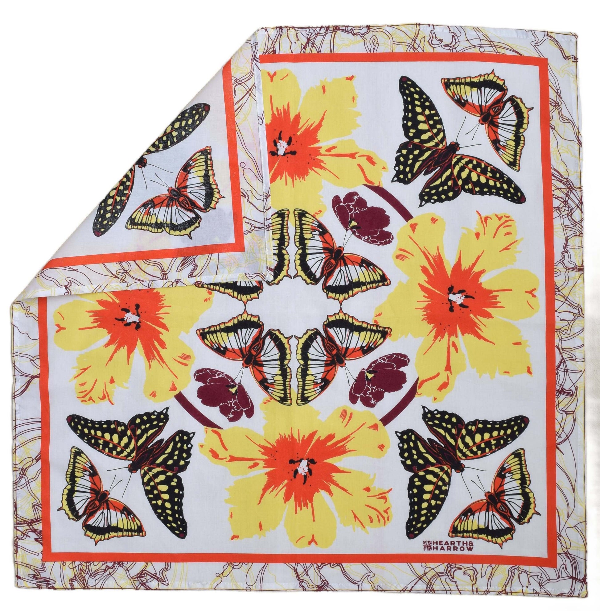 Butterfly and floral patterned bandana