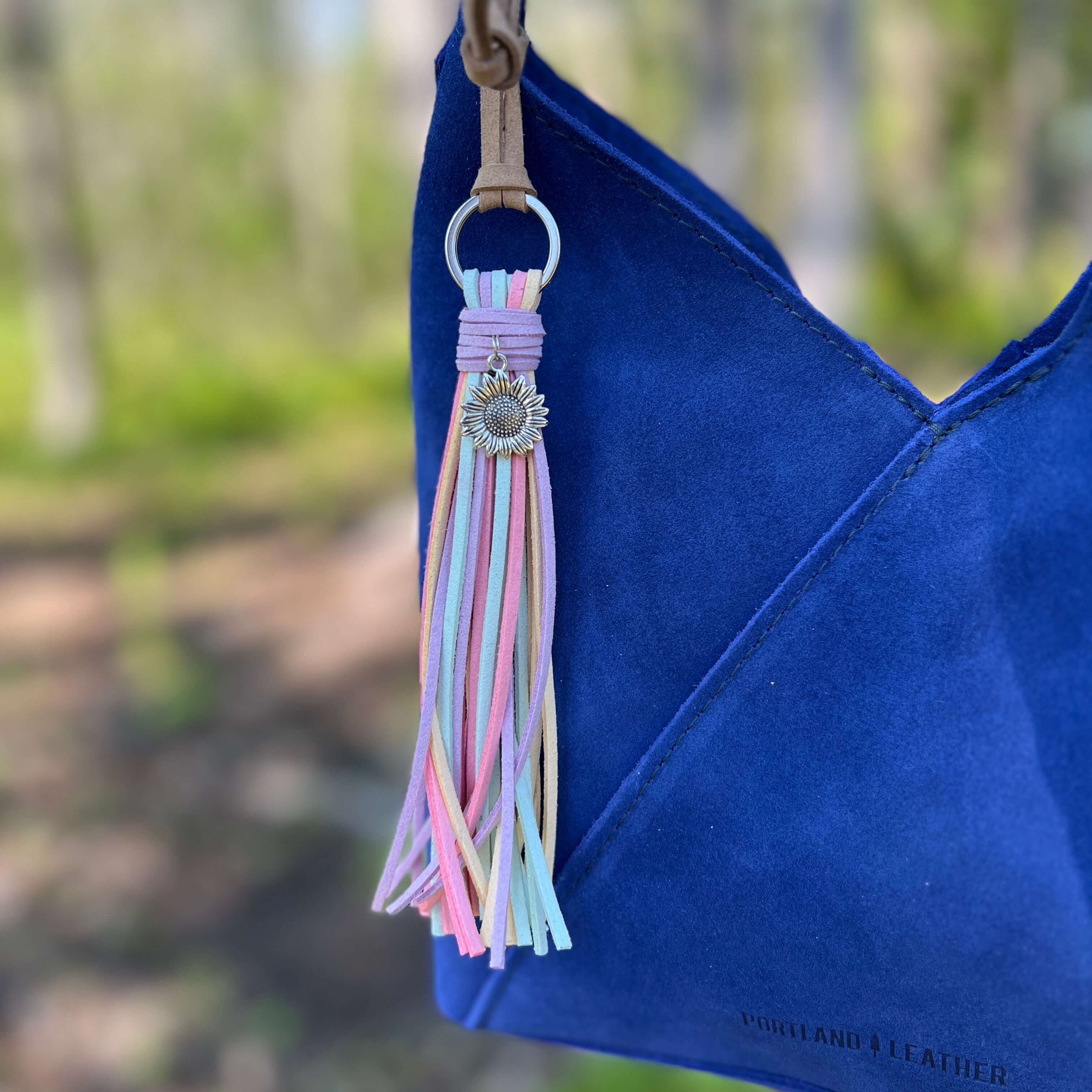 Tassel Purse Charm in Spring Pastels with Sunflower Charm