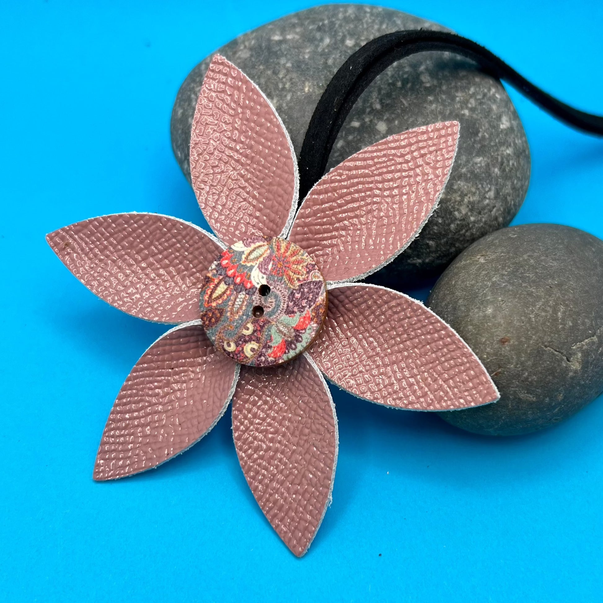 blush pink leather flower purse charm