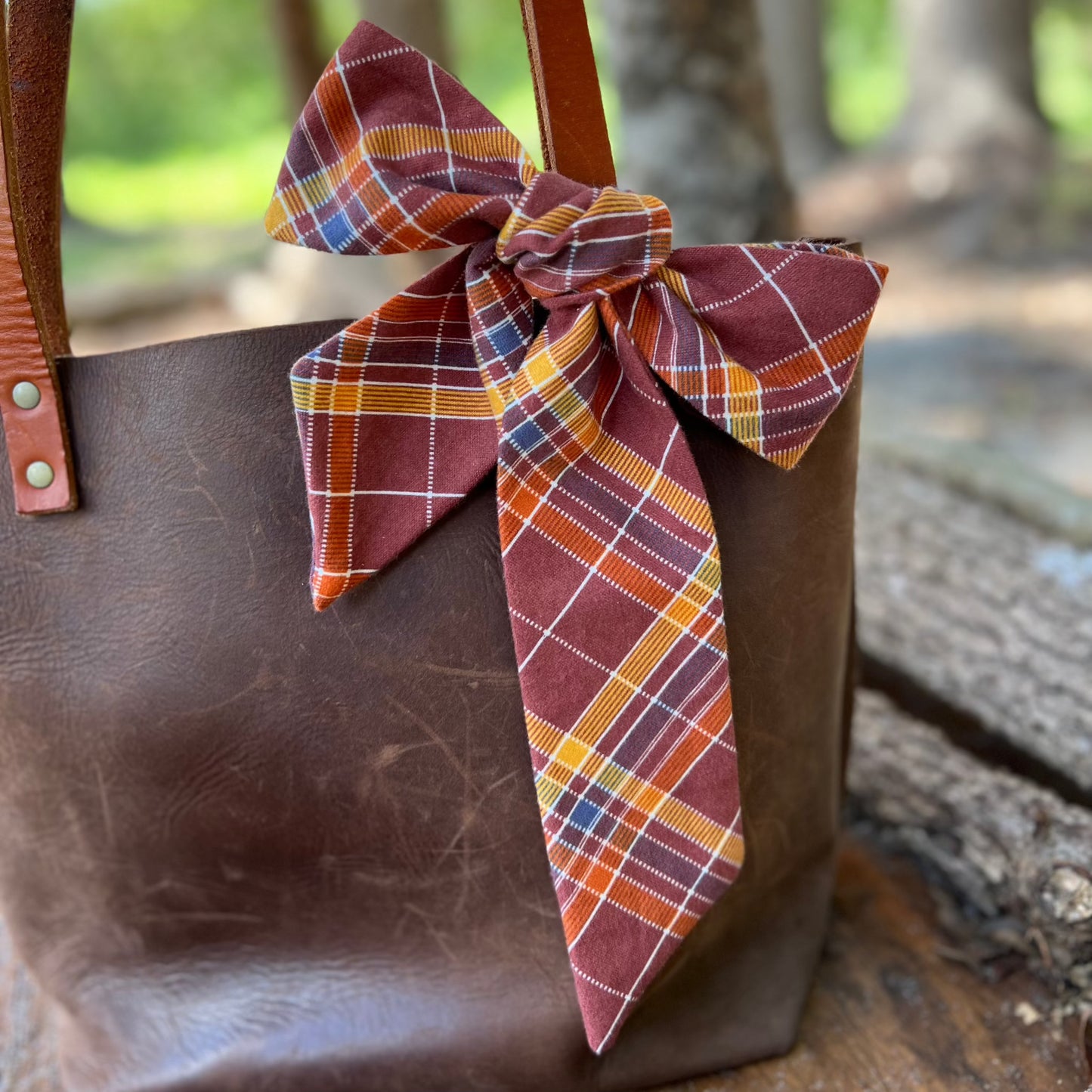 fall plaid flannel  bow for purse