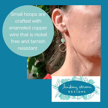 Dangle Hoop Earrings - Rose Gold with Lilac Stone