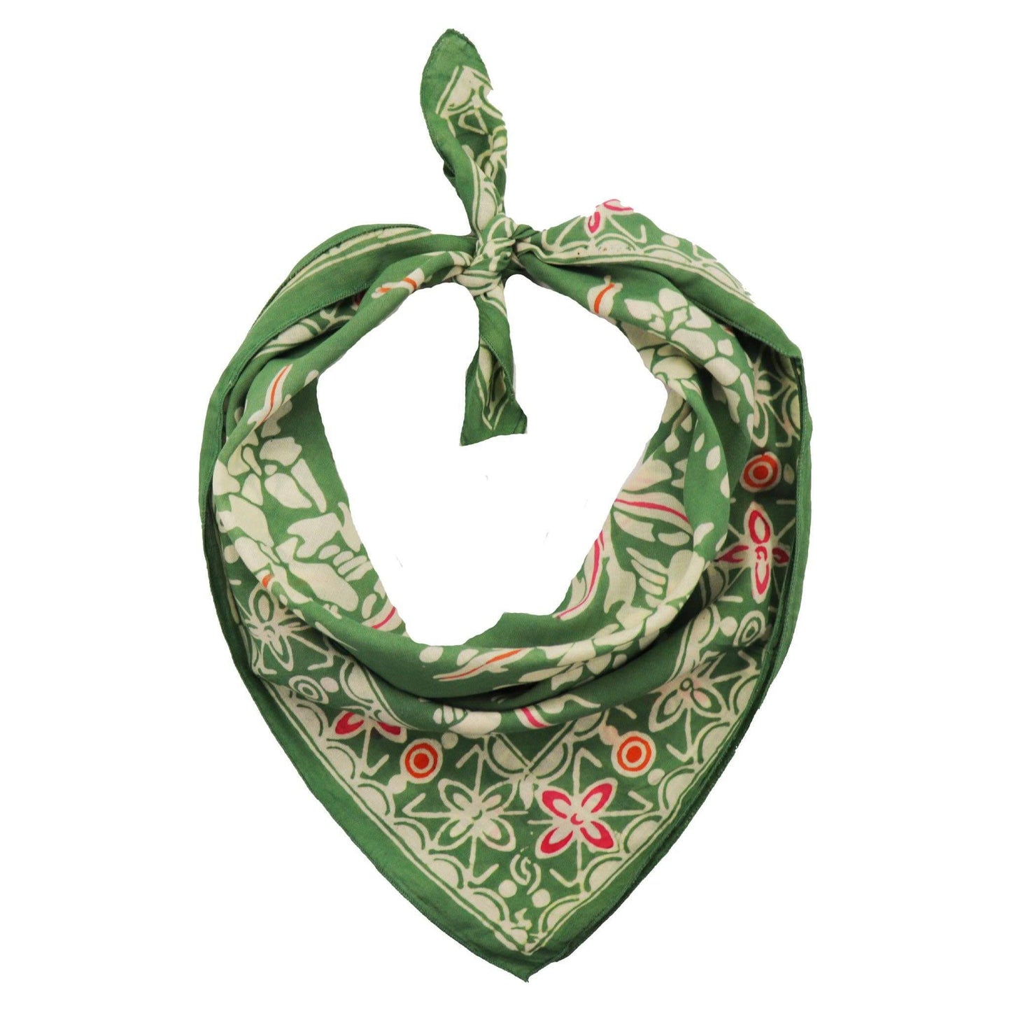 Green patterned bandana on a white background