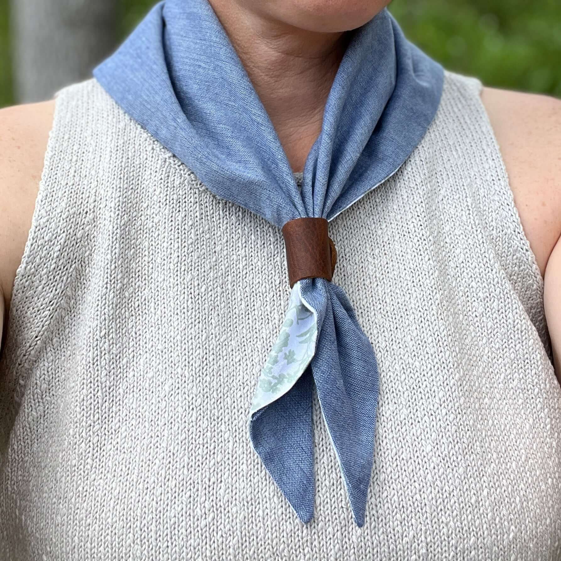 Neckerchief Scarf in Denim Chambray and Floral