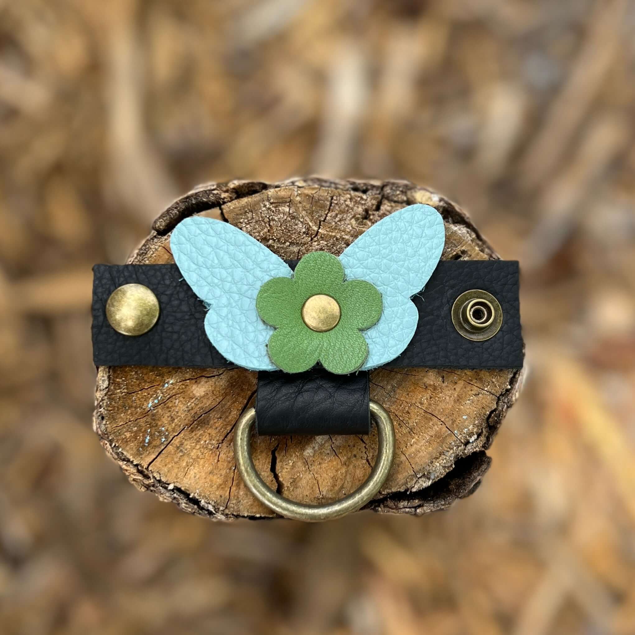 Purse Charm Holder - Butterfly in Green and Light Blue