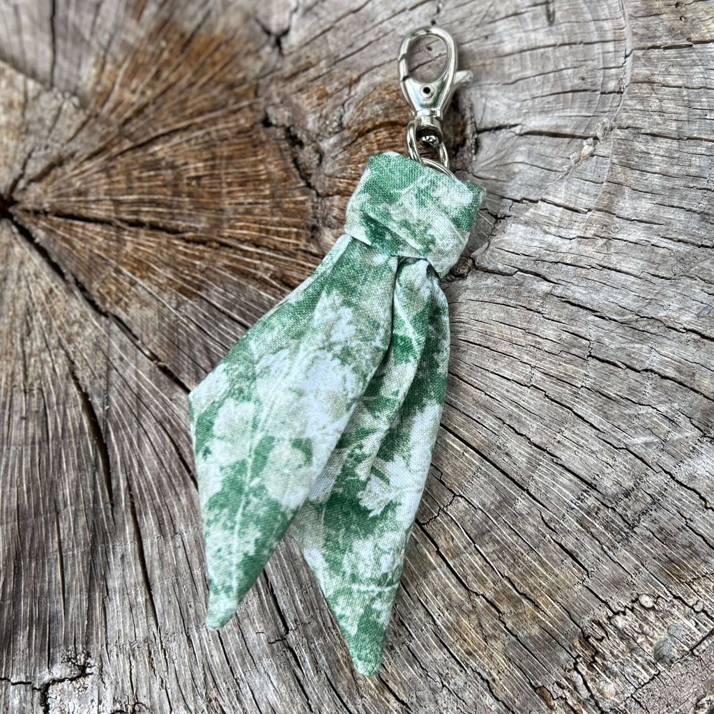 Purse Scarf Mini Key Chain - Green Leaves