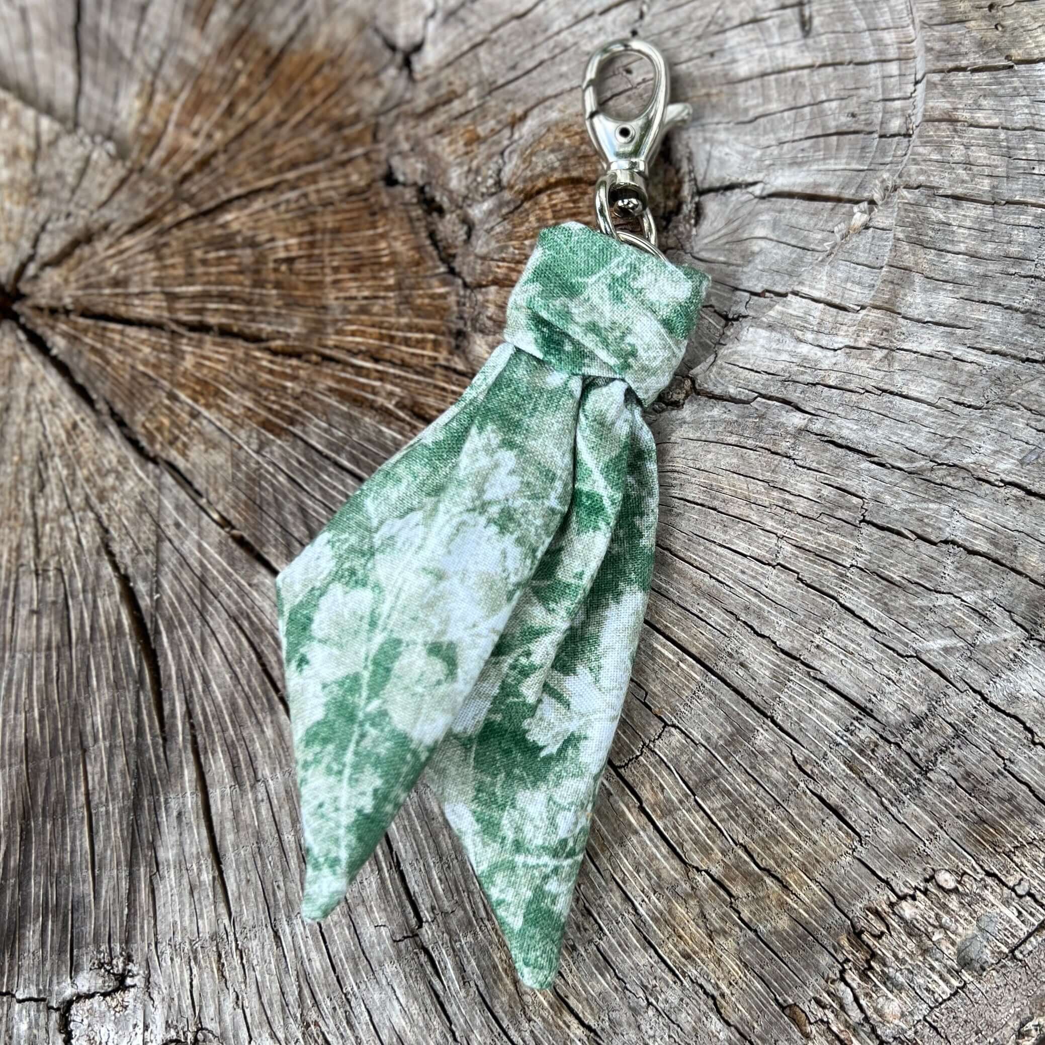 Purse Scarf Mini Key Chain - Green Leaves