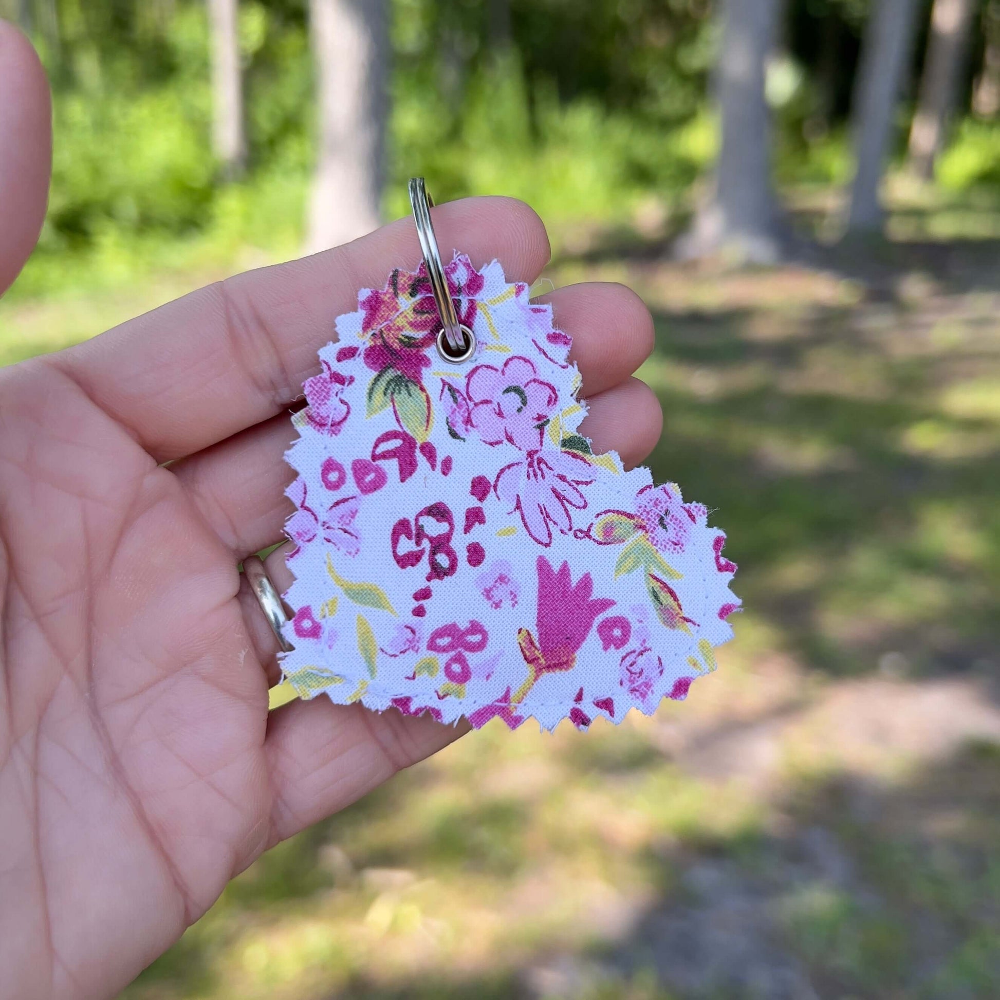 Heart Bag Charm - Pink Floral