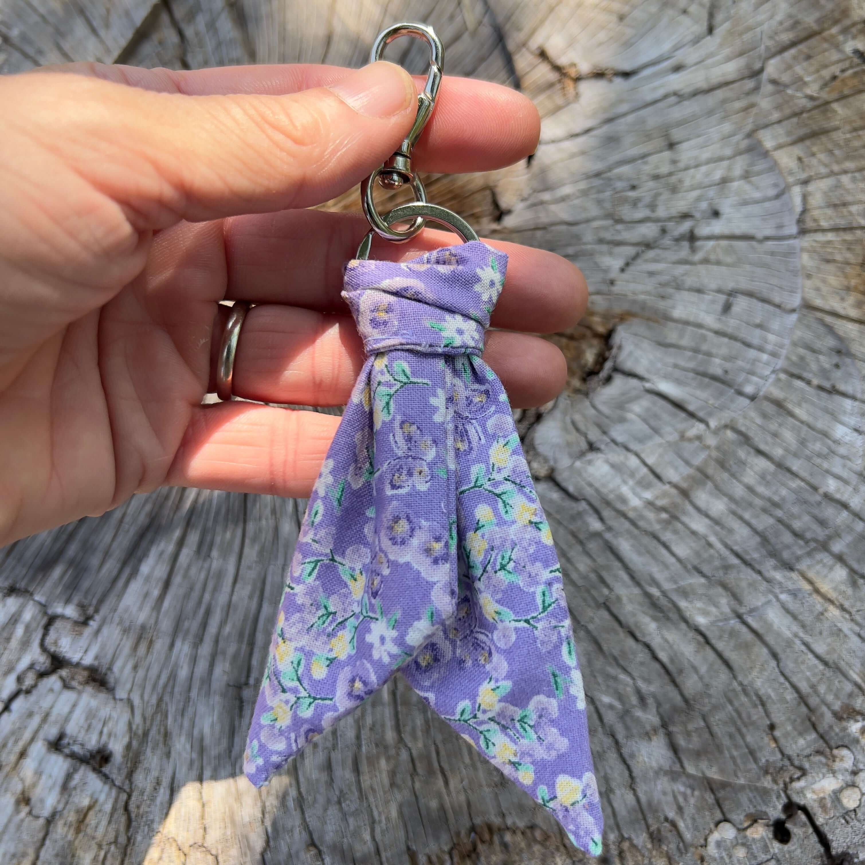 Purse Scarf Mini Key Chain - Lavender Floral