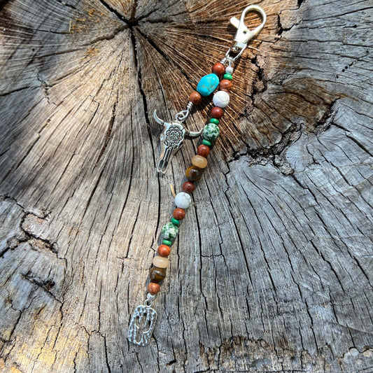 Beaded Bag Charm - Southwestern Style with Natural Stones
