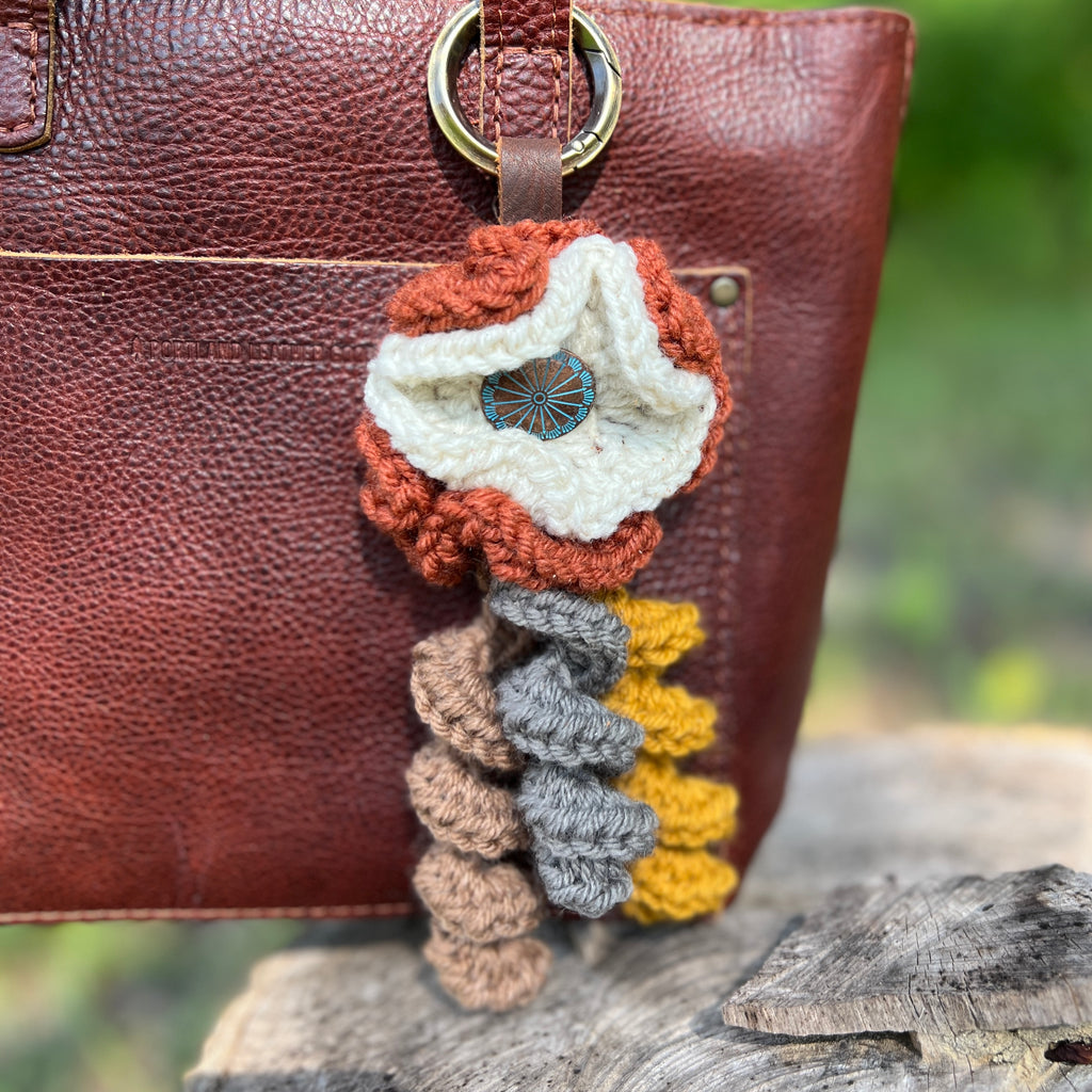 Cozy Crocheted Flower Bag Charm