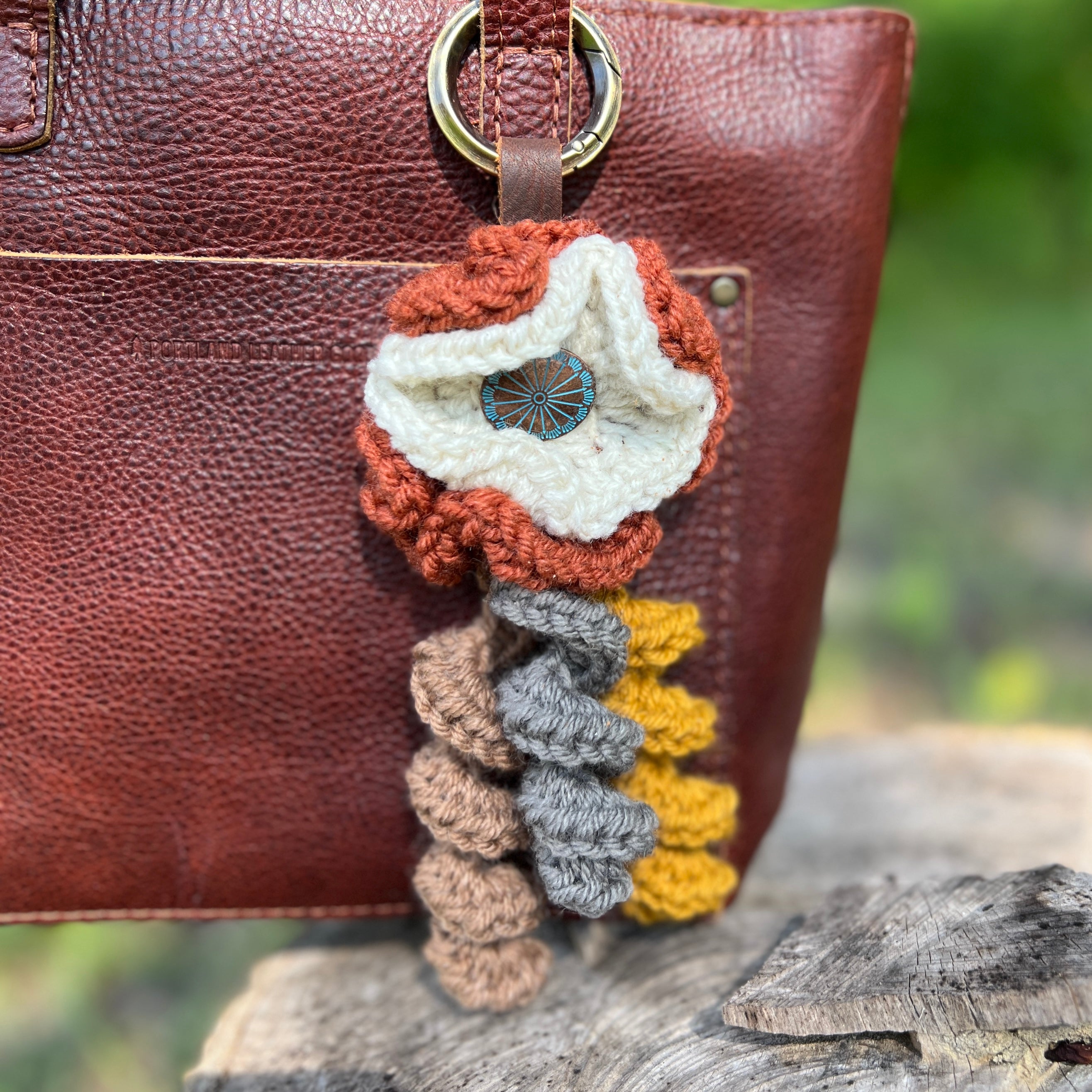 Cozy Crocheted Flower Bag Charm