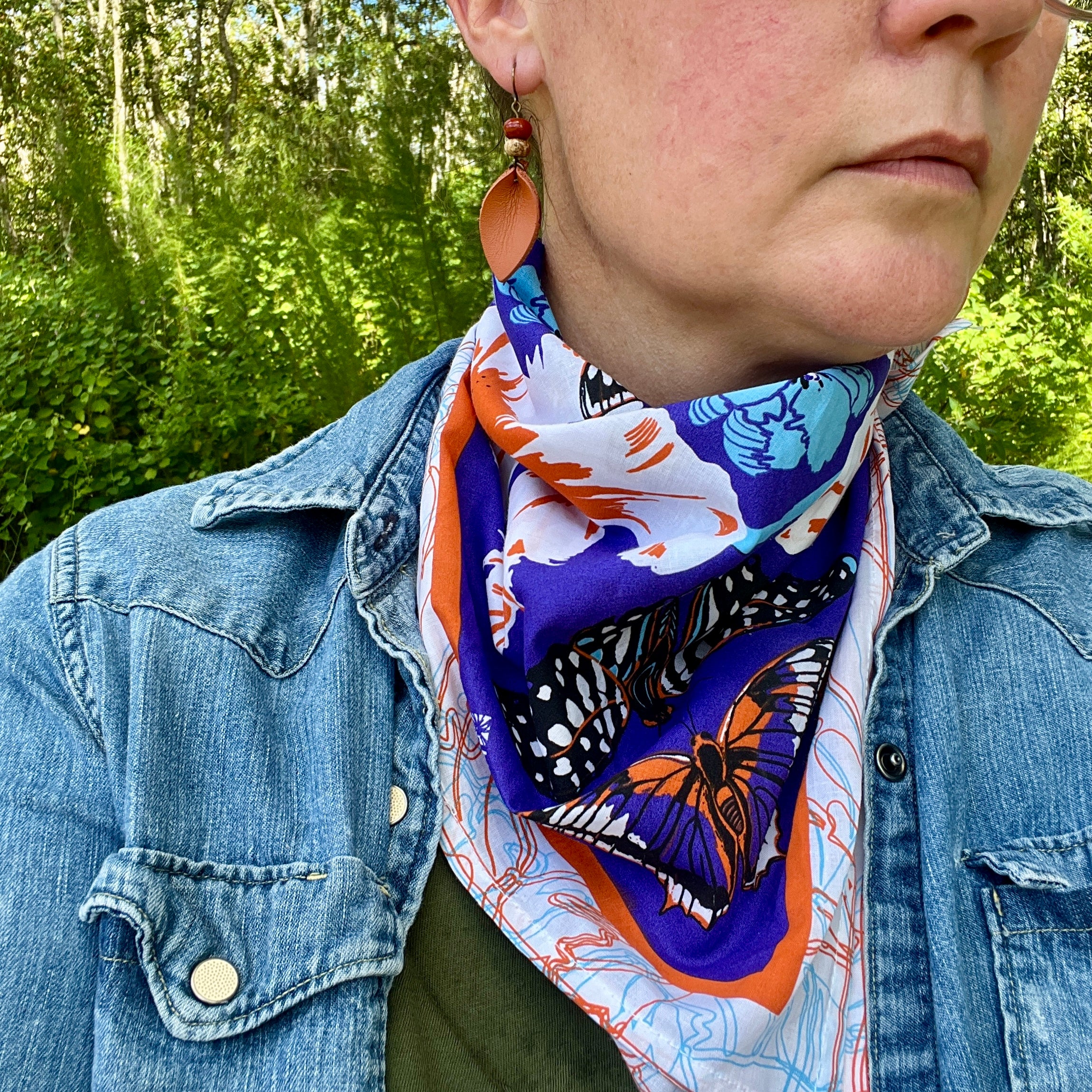 Butterfly Bandana - 100% Cotton - Pollinator Print - Floral