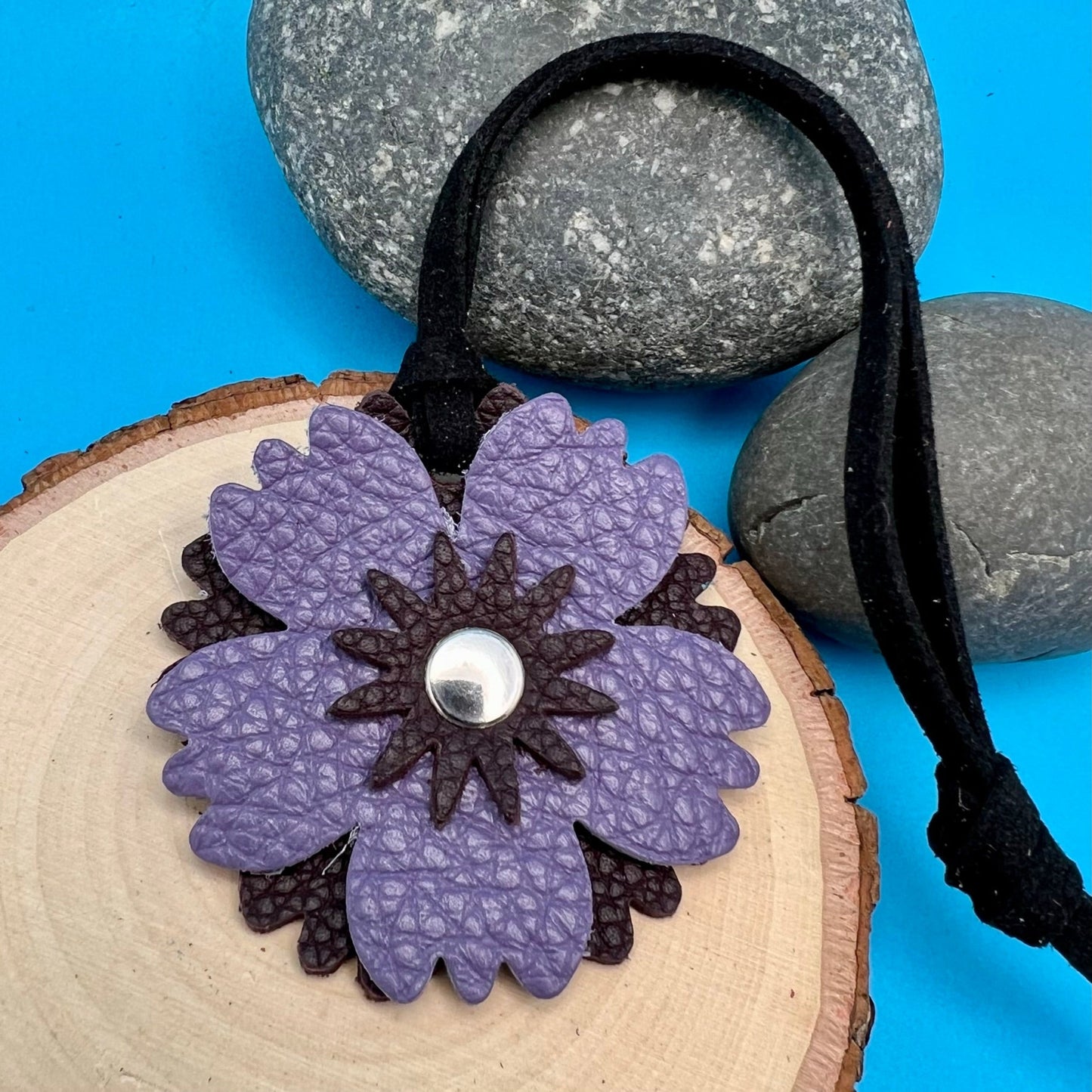 purple flower purse charm