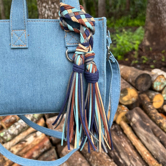 braided double tassel bag charm