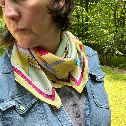 Floral Square Scarf - Silky Geometric Print