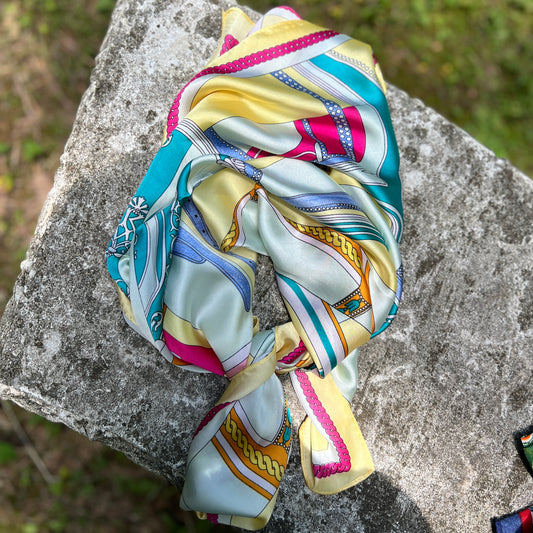 Floral Square Scarf - Silky Geometric Print