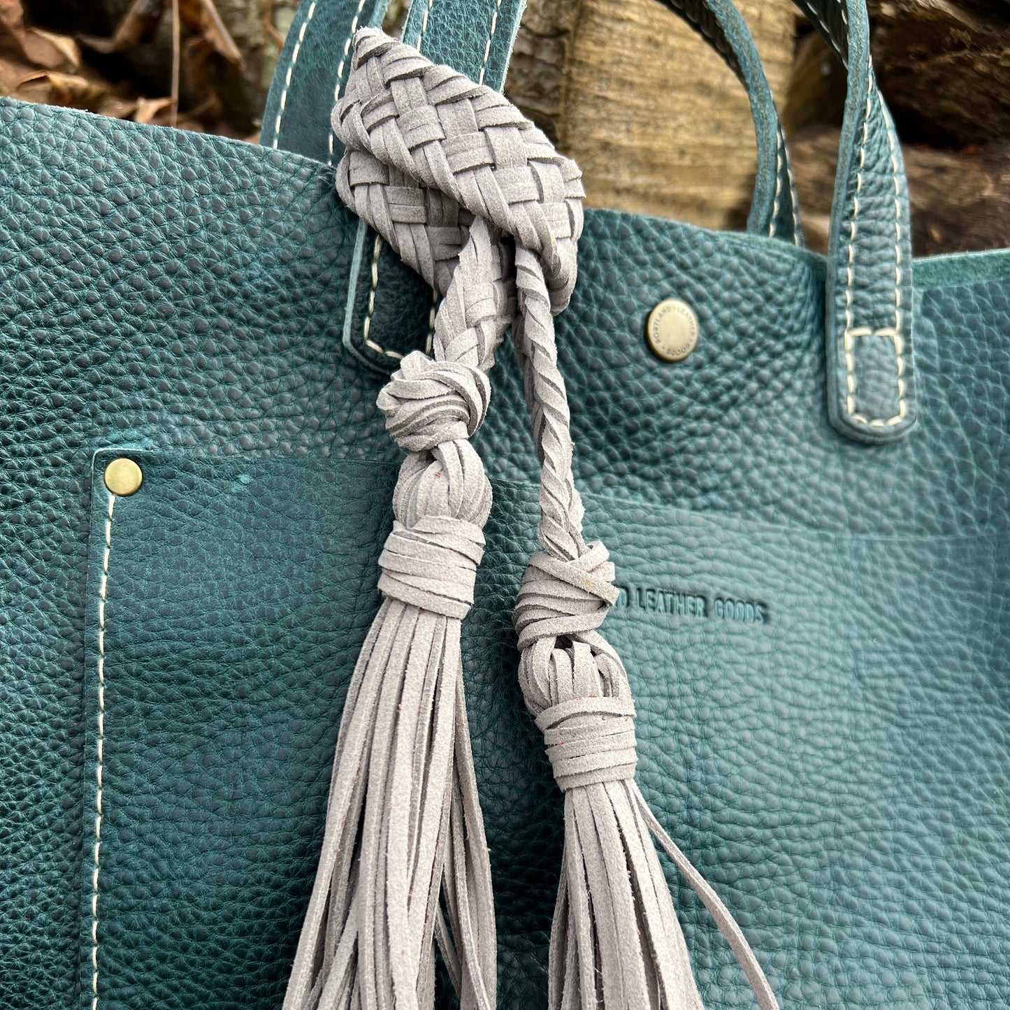 Bag Charm Deluxe Wide Braid with Tassels for Purses & Totes Faux Suede Leather