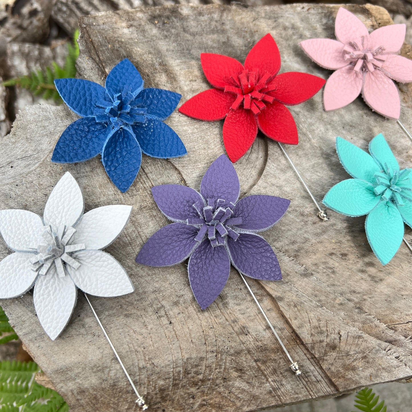 Leather Flower Pin for Lapels or Hats