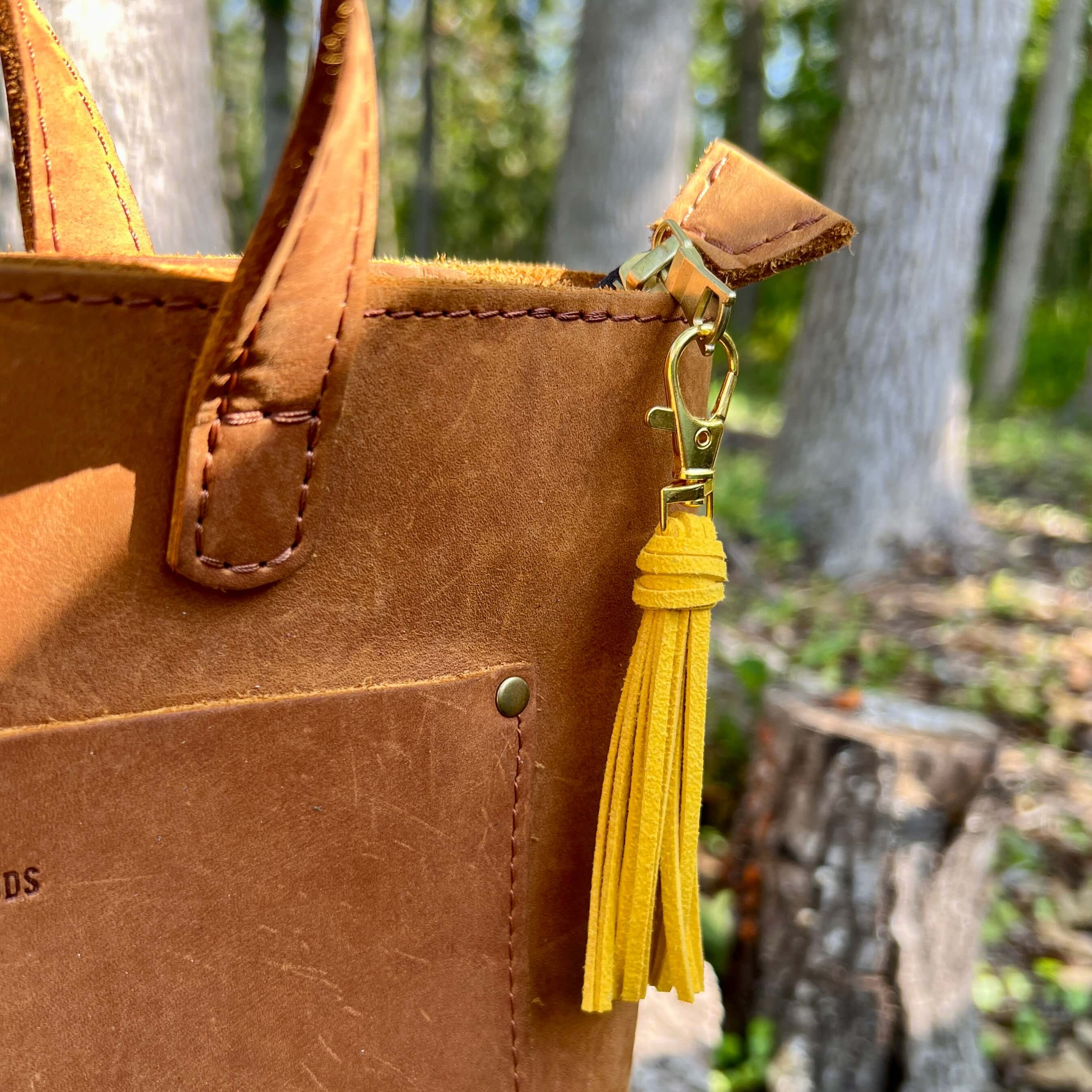 Mini Faux Suede Tassel Bag Charm with Clip lindsaystreemdesigns