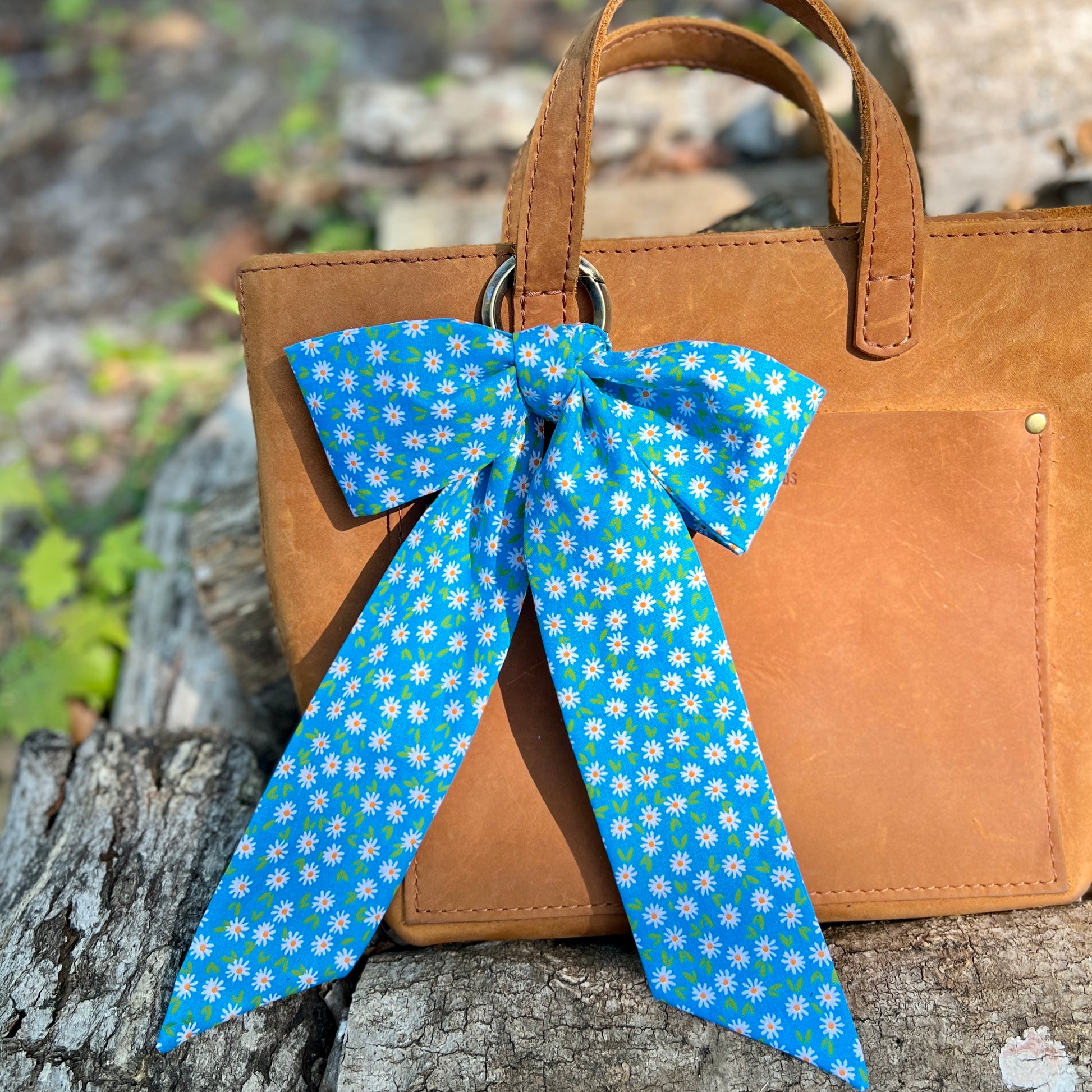 blue floral purse scarf