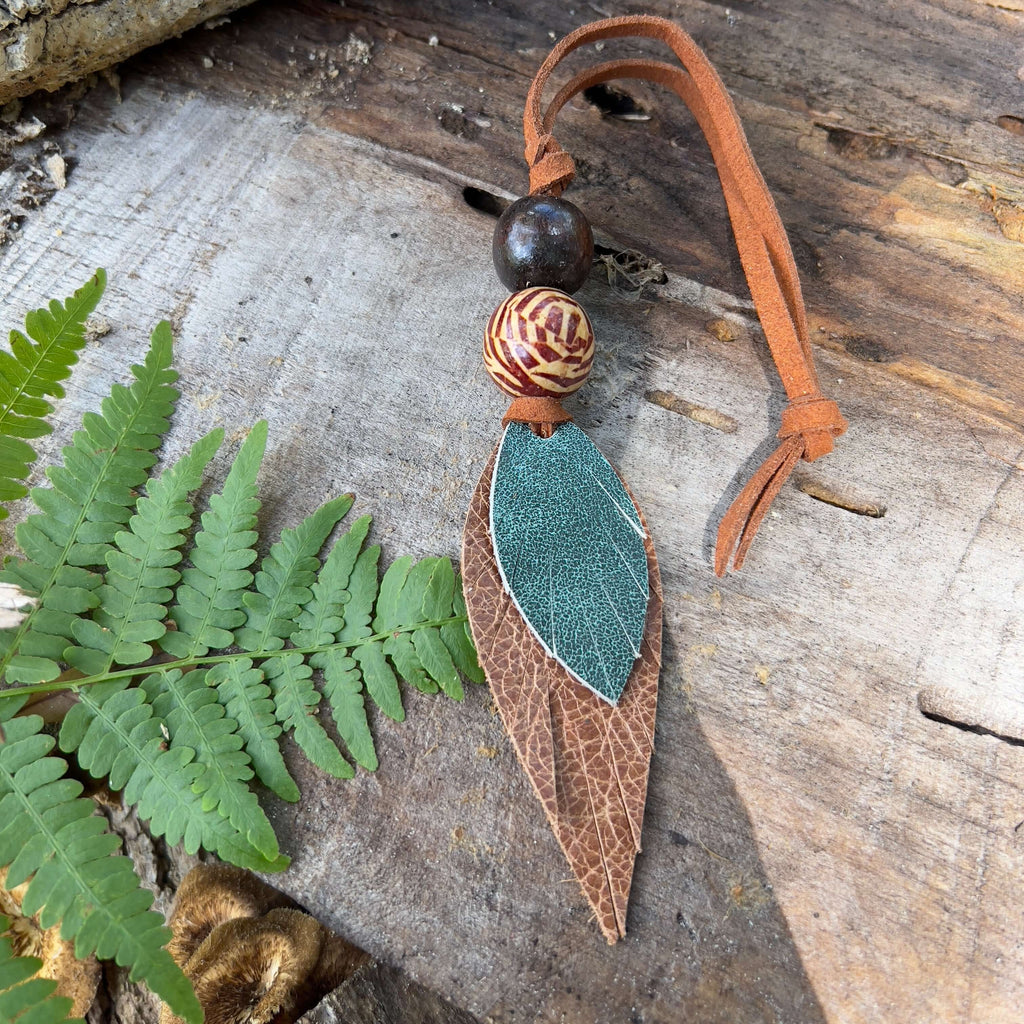 Leather Feather Boho Purse Charm