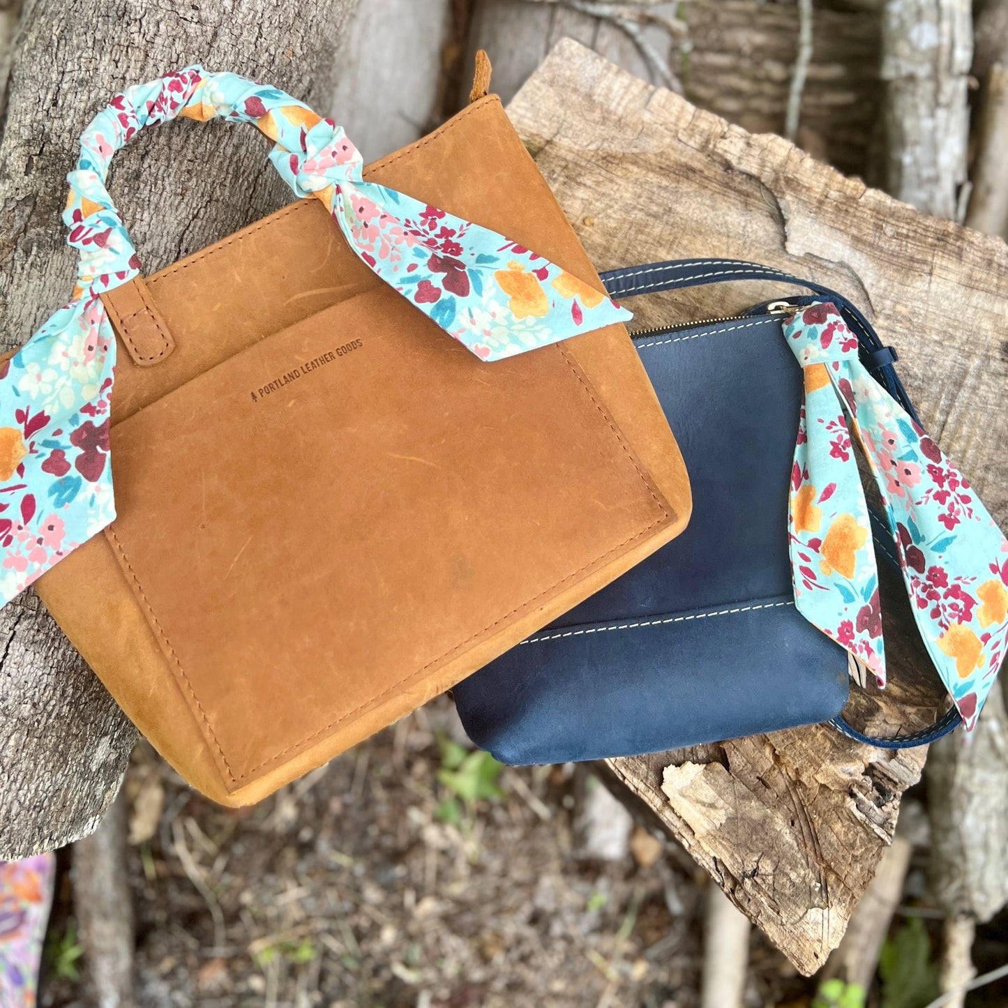 Purse Scarf - Fall Floral in Blue