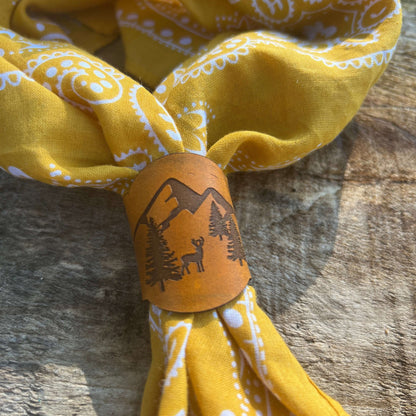 Bandana Slide - Vintage Tan Leather - Mountains