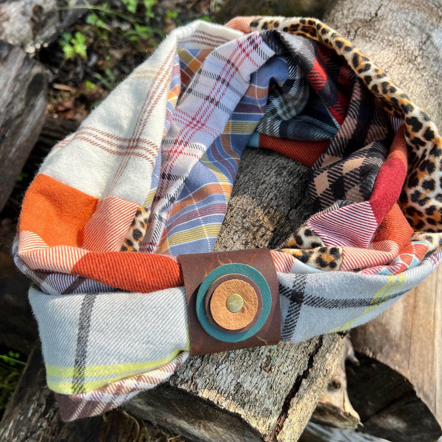 Flannel Patchwork Infinity Scarf