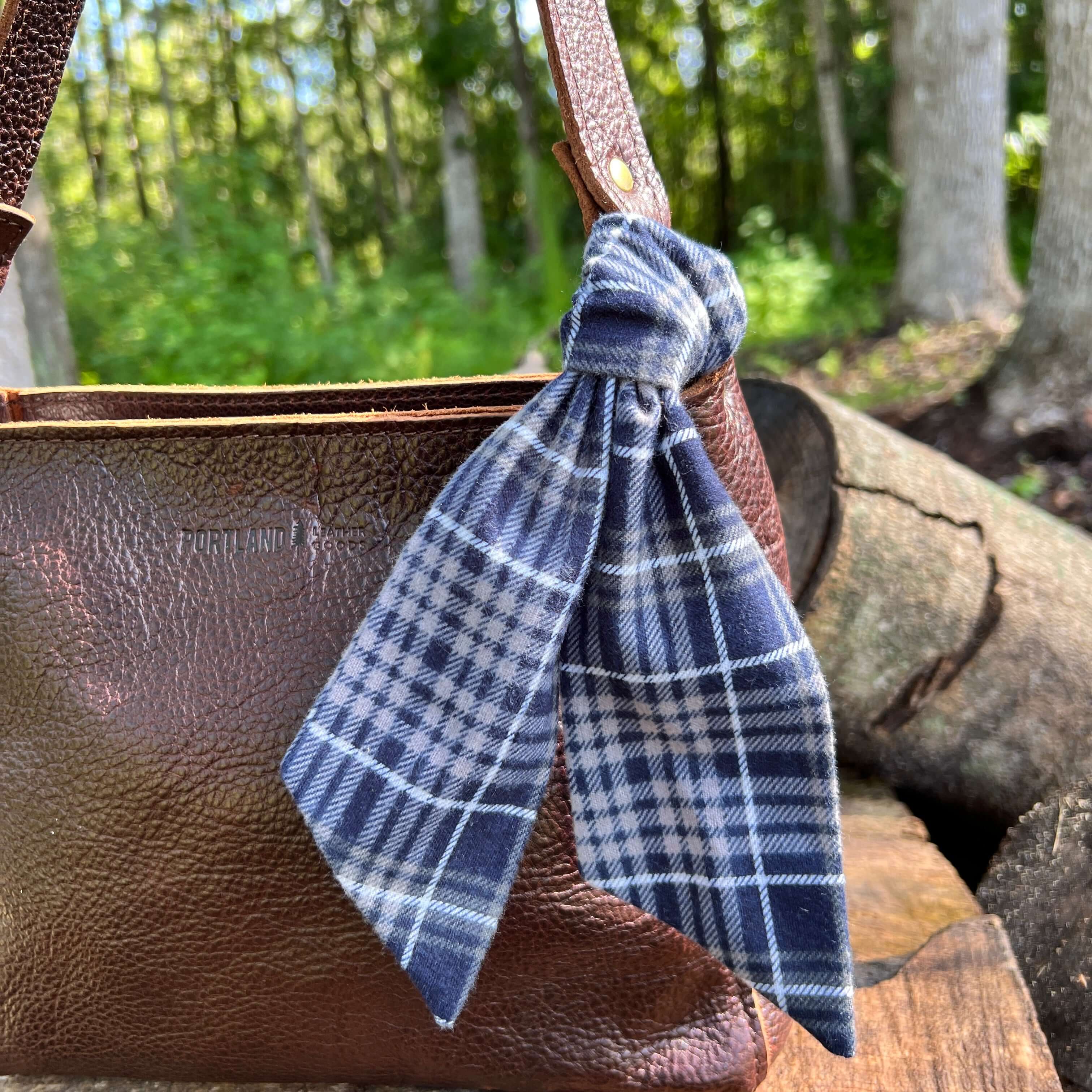 Purse Scarf - Skinny Blue and Grey Flannel Skinny Scarf