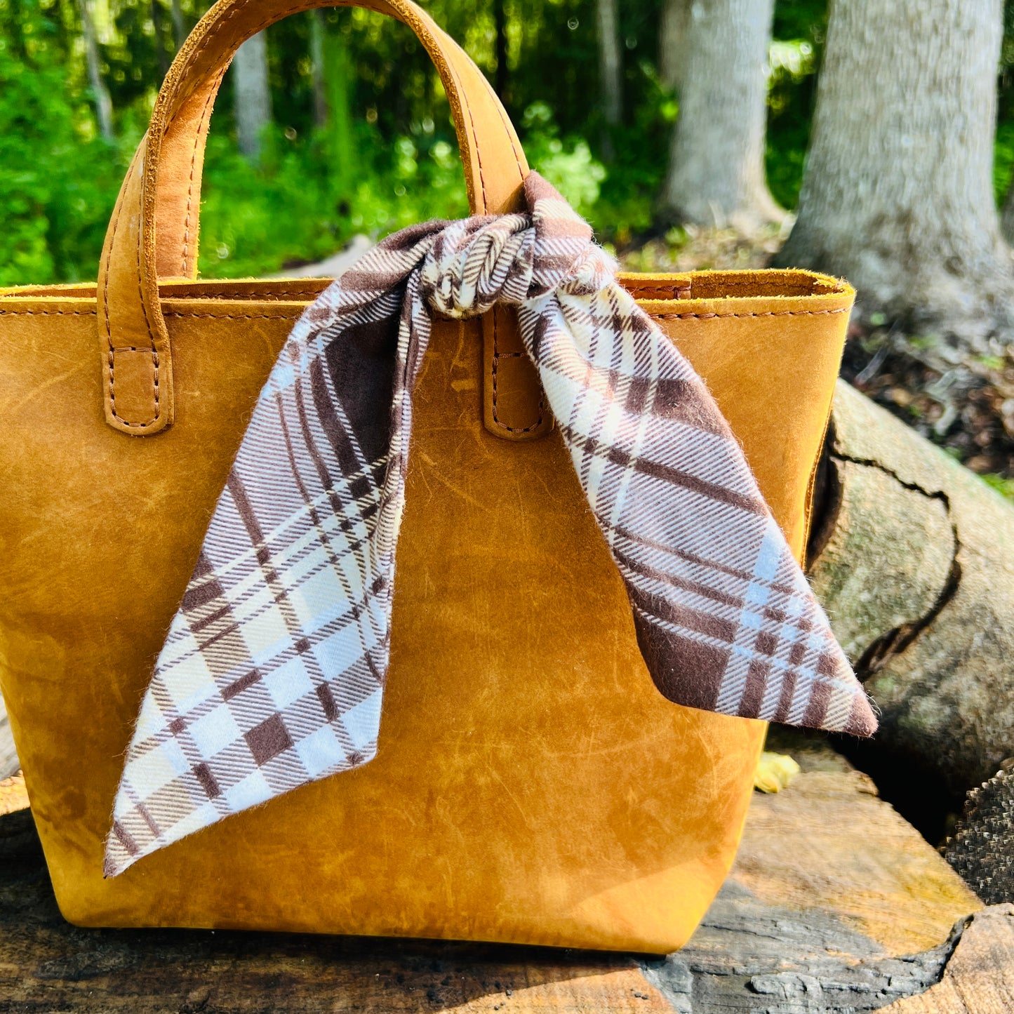 Purse Scarf - Brown Plaid Flannel