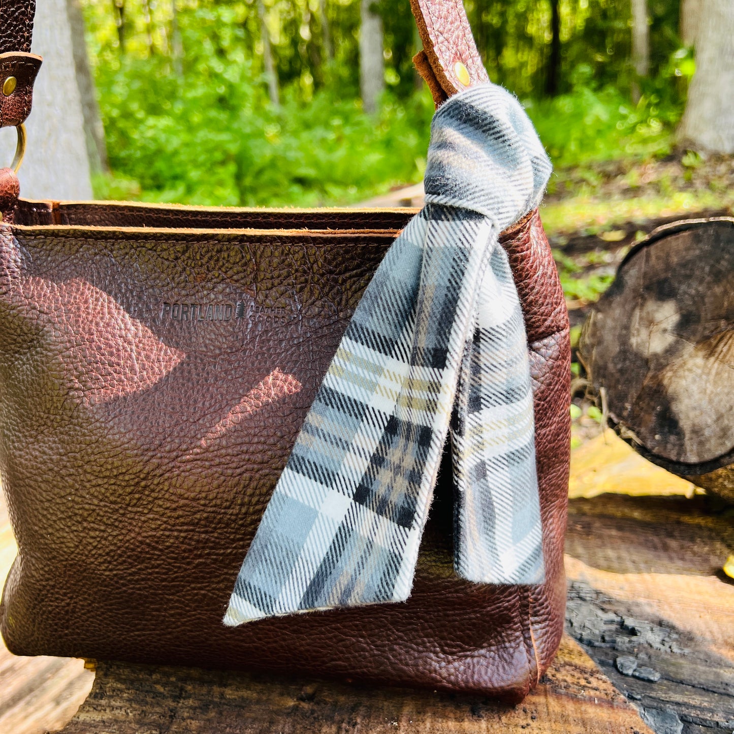 Purse Scarf - Skinny Black and Brown Flannel Skinny Scarf