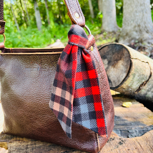 purse scarf in plaid flannel