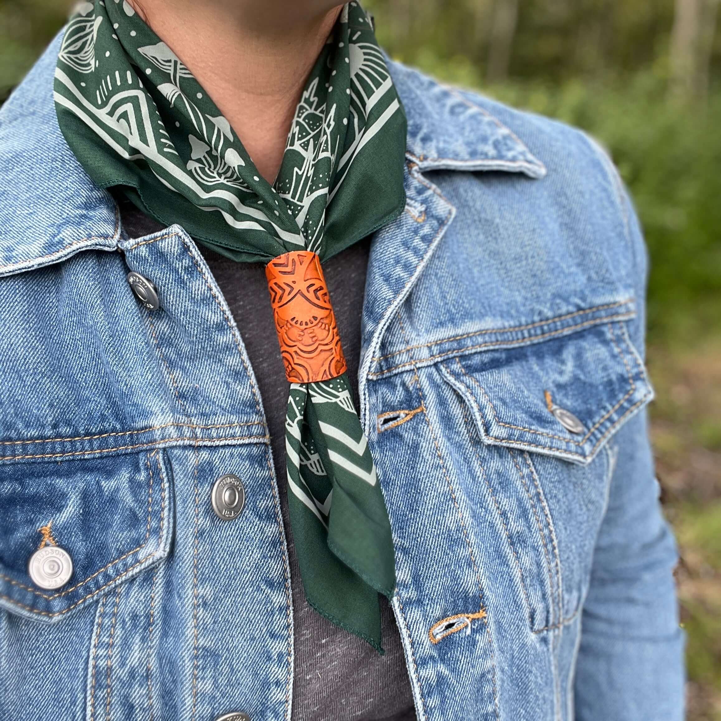 Bandana Square Scarf in Green Woodland
