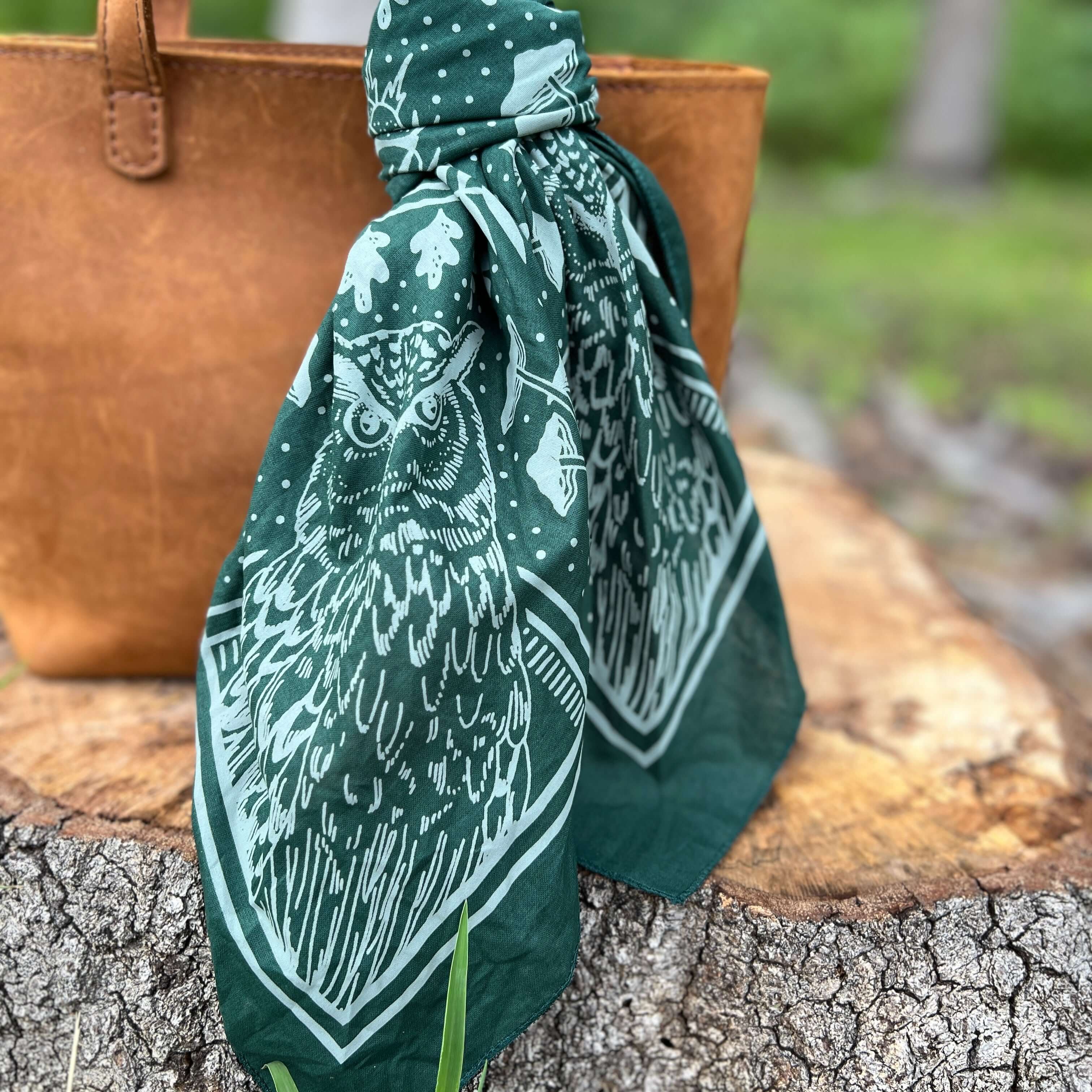 Bandana Square Scarf in Green Woodland